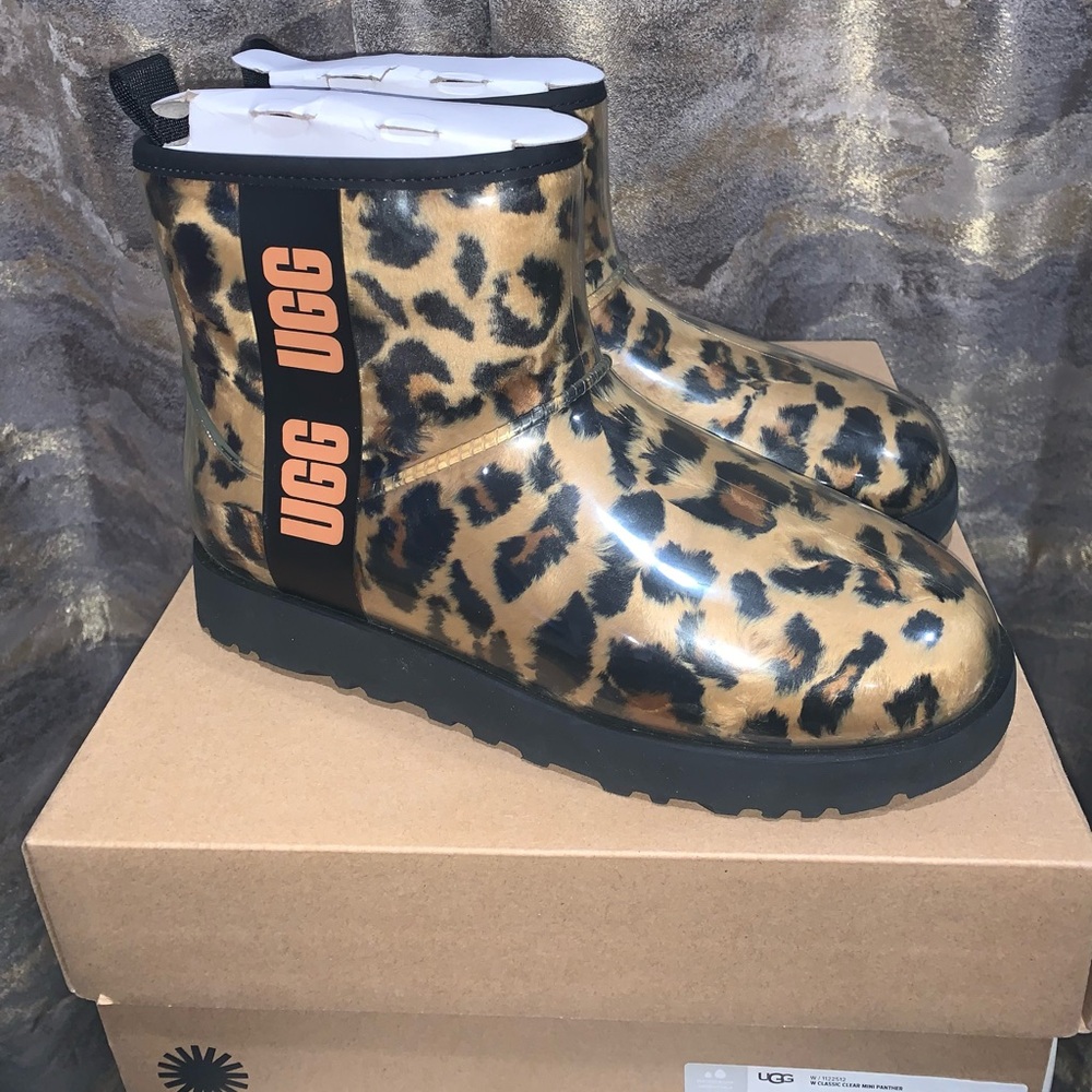 UGG Leopard Classic Clear Mini Marble Booties Size 9